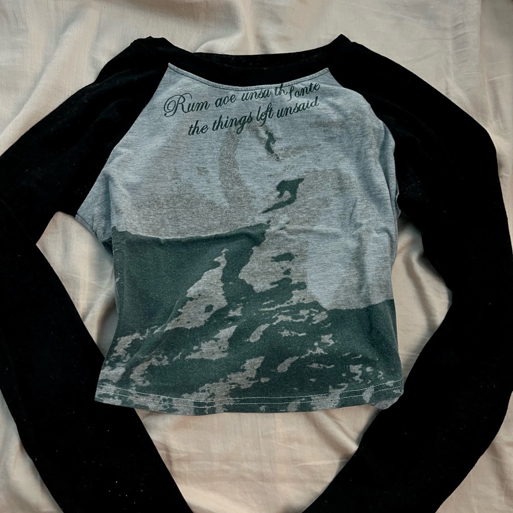 Long Sleeve Raglan Swan Graphic Top
